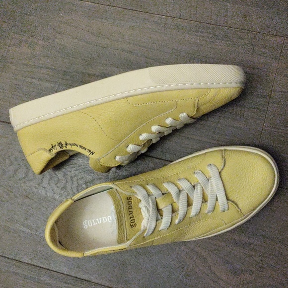 SOLUDOS IBIZA SOFT YELLOW LEATHER SNEAKERS - Picture 1 of 15
